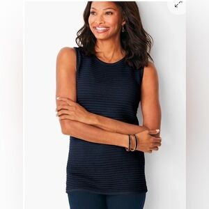 Talbots Modern Ottoman Shell Navy Petite Small Sleeveless Knit Top